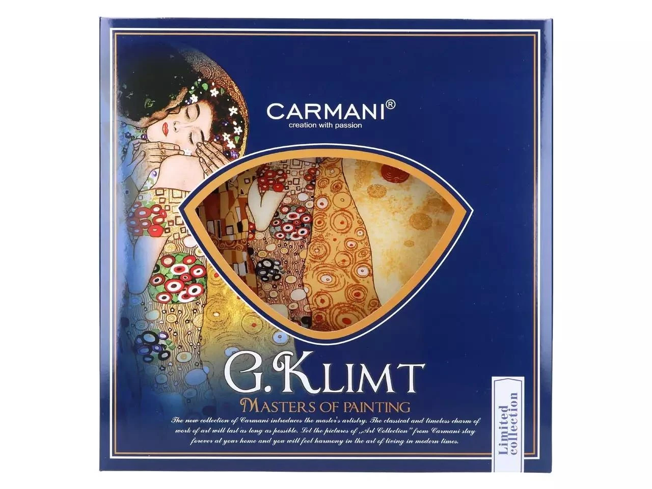 Camani Lėkštė stiklinė 30x30cm G.Klimt "Bučinys"