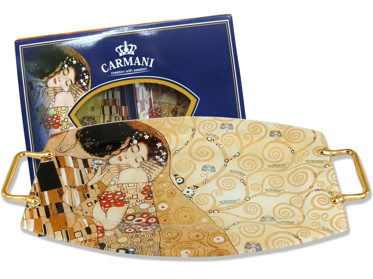 Camani Carmani Padėklas iš stiklo 45,8x28,8cm, G.Klimt"Bučinys"
