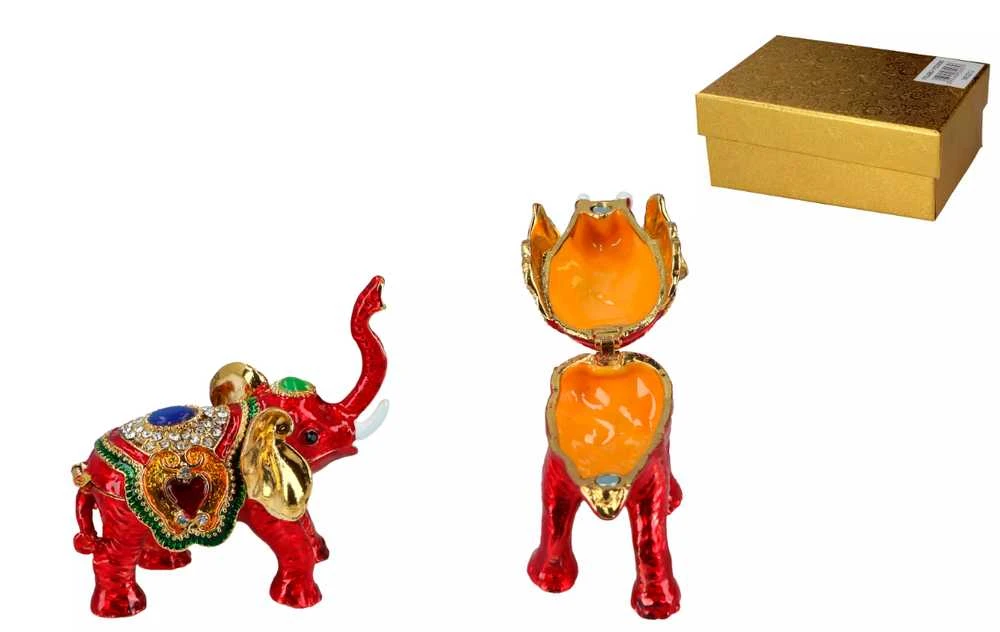 Carmani Papuošalų dėžutė iš metalo 7,5x4x7,5cm,Drambliukas