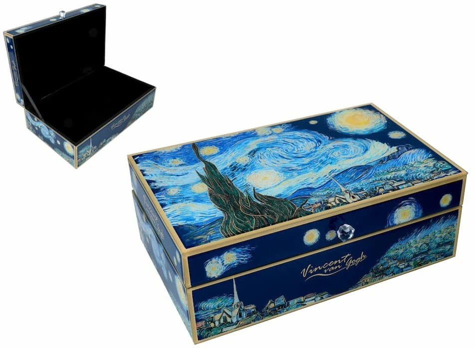 Stiklinė papuošalų dėžutė – V. van Goghas, Žvaigždėta naktis (CARMANI)