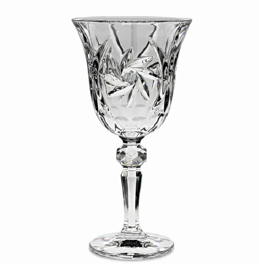 Crystal Bohemia Bohemia krištolinės taurės vynui 220ml 6 vnt,Lorey Pinwheel