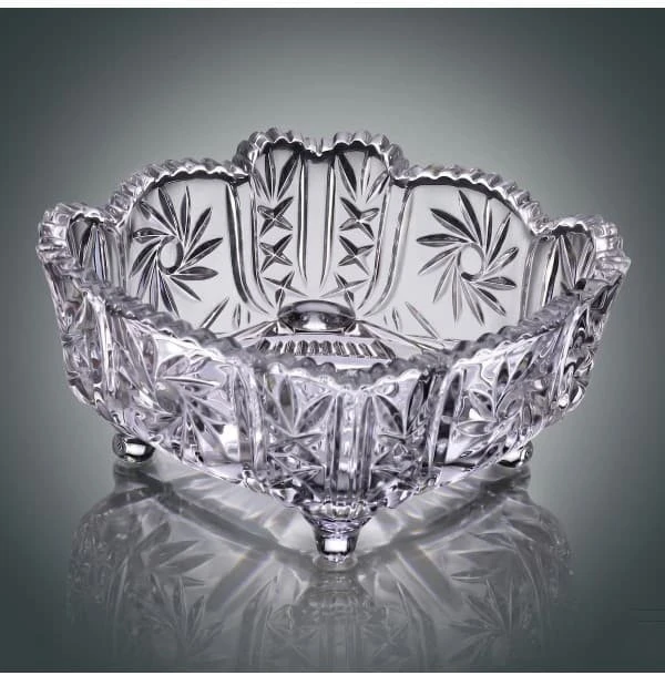 Crystal Bohemia Bohemia krištolinis dubuo 25cm ant kojelių, Pinwheel