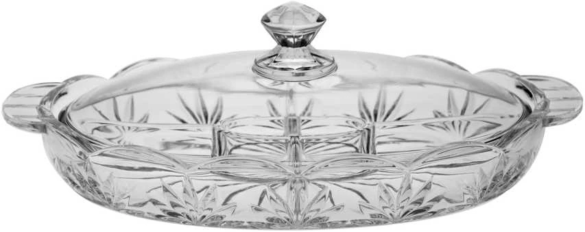 Crystal Bohemia Bohemia dubuo su skyriais ir dangčiu 40,5cm