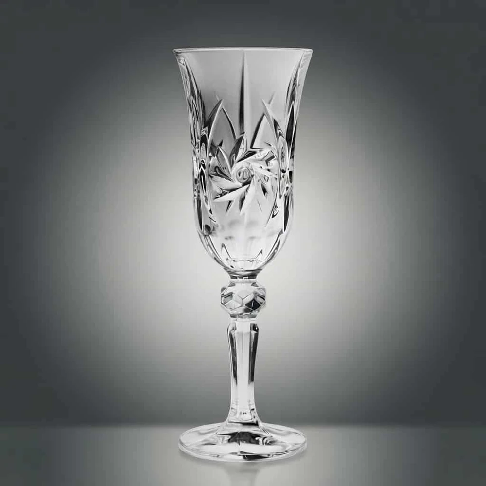 Crystal Bohemia Bohemia krištolinės taurės šampanui 150 ml 6 vnt, Lorey Pinwheel