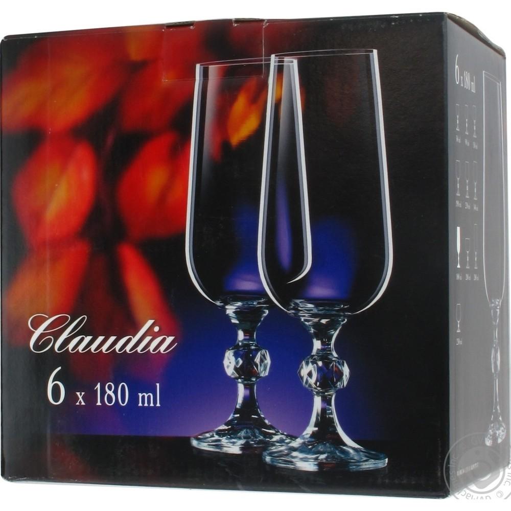 Bohemia Crystalex Šampano taurės Claudia 180ml 6vnt.