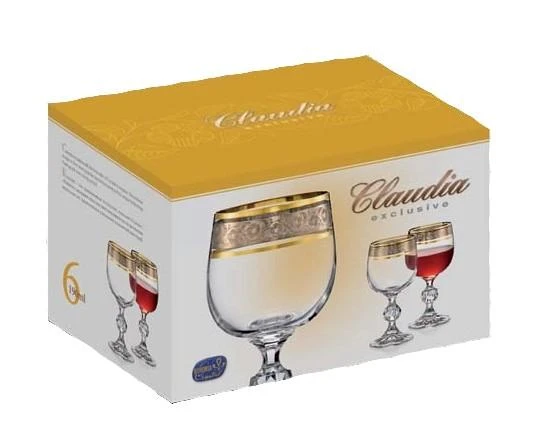 Crystalex Taurės brendžiui 250ml 6vnt dekoruotos "Claudia"