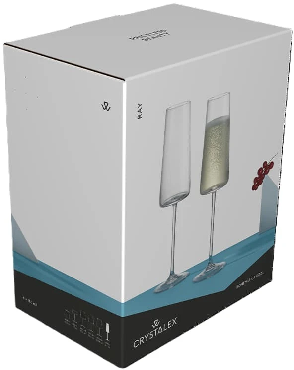 Crystalex Taurės šampanui 180ml 2vnt, RAY