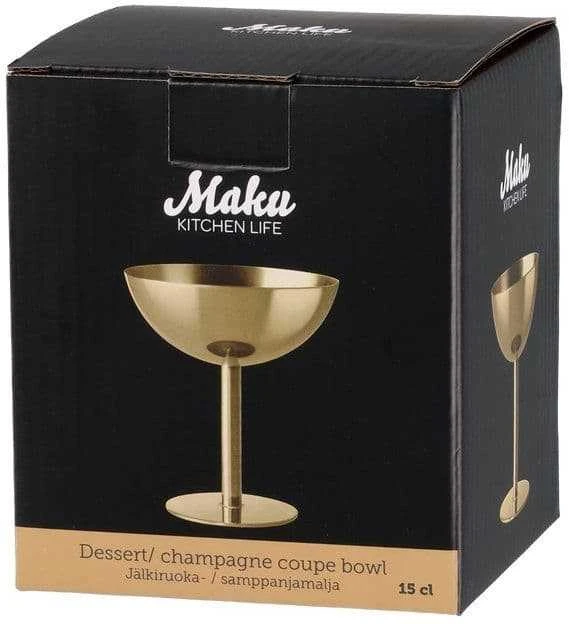 Maku deserto/šampano taurė 150ml su kojele, aukso spalvos