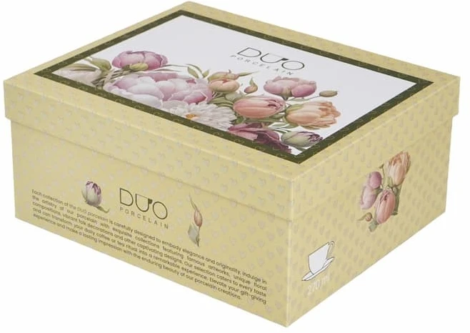 DUO Porcelianiniai puodeliai su lėkštutėmis 250ml 2vnt,Bijūnai