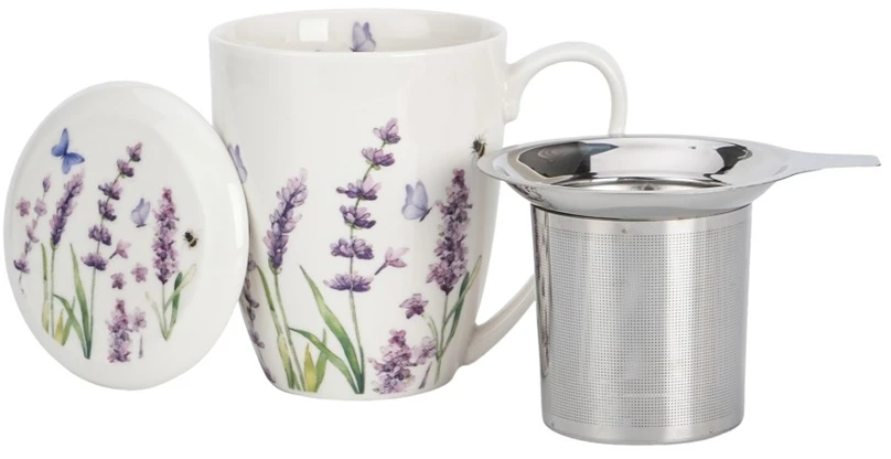 DUO Porceliano puodelis su sieteliu ir dangteliu 360ml,Lavander