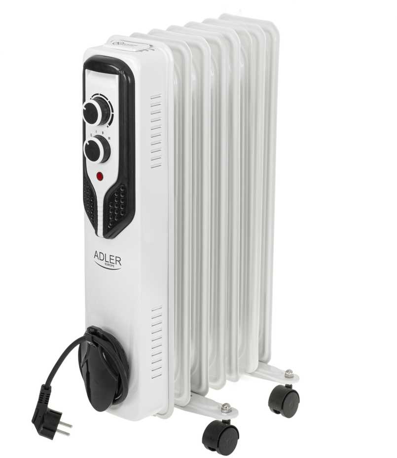 Adler | Alyva užpildytas radiatorius | AD 7815 | Alyva užpildytas radiatorius | 1500 W | Galios lygių skaičius 3 | Baltas