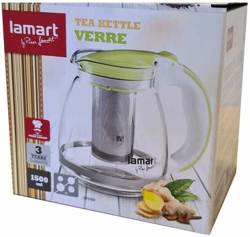 Lamart stiklinis arbatinukas 1,5l su sieteliu , žalias