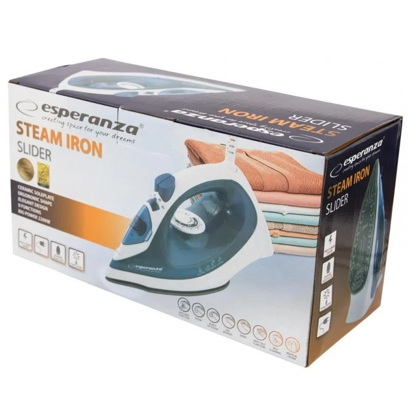 Lygintuvas steam Esperanza Ceramic EHI002 (2200W, mėlynas color)