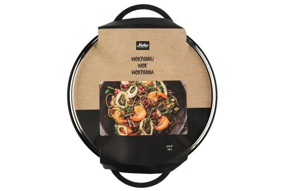 Maku keptuvė Wok 32cm su dangčiu
