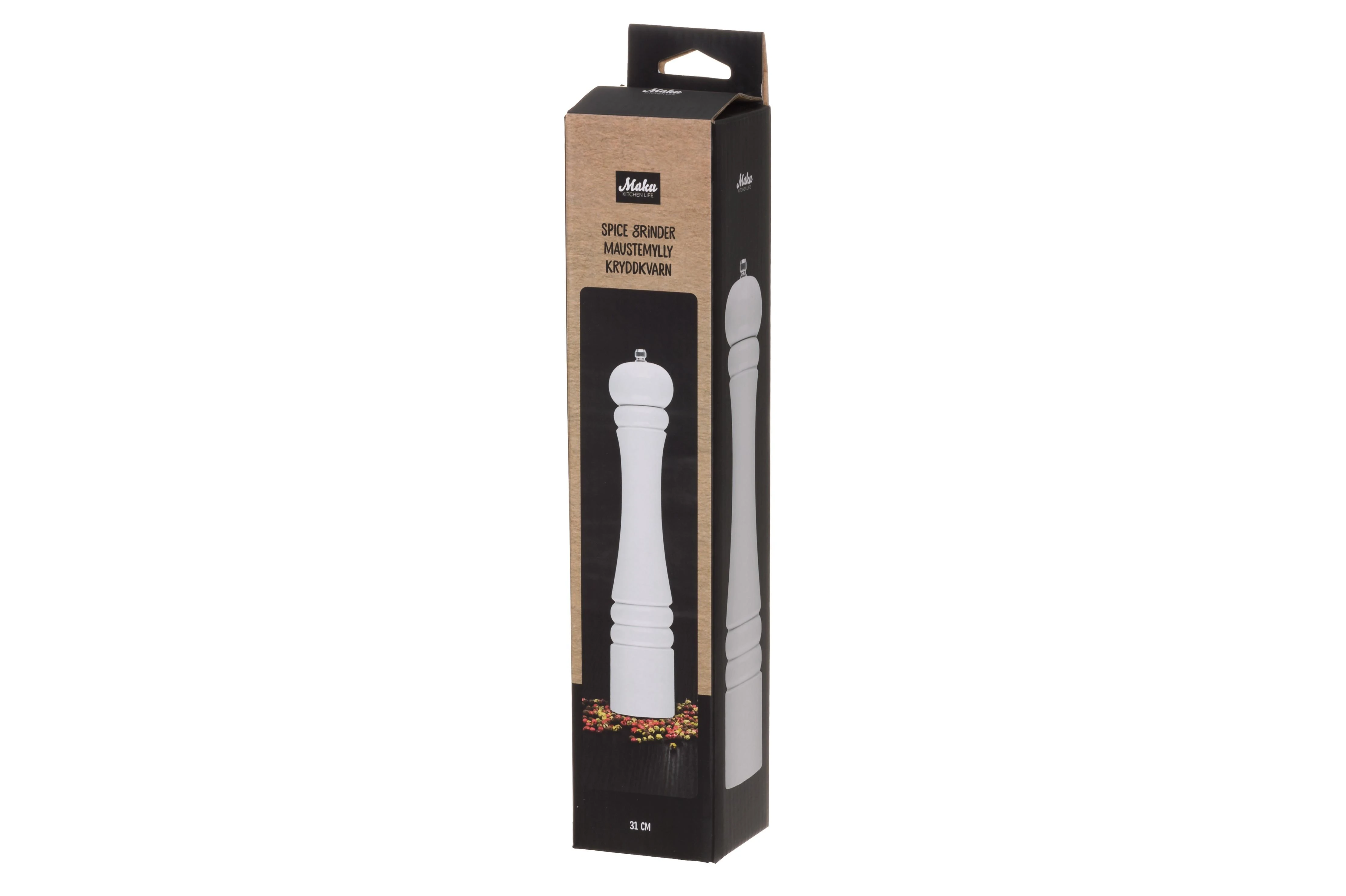 Maku malūnėlis pipirams malti 31cm, baltas