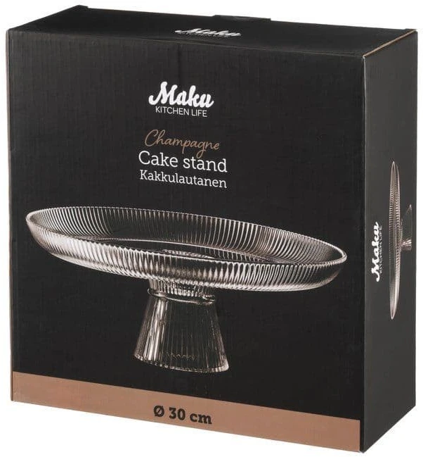 Maku tortinė ant kojelės 30cm, stiklinė, šampano spalvos