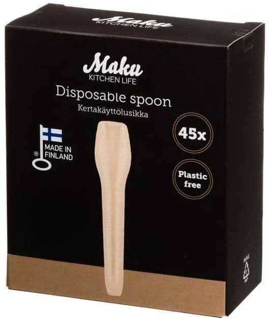 Mediniai, vienkartiniai šaukšteliai 45vnt, Maku