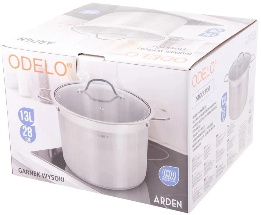 Puodas 28cm(13l), nerūdijantis plienas, su stikliniu dangčiu Arden