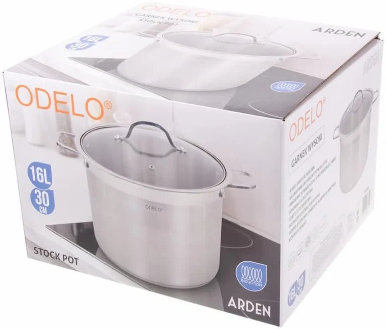Odelo Puodas 30cm(16l), nerūdijantis plienas, su stikliniu dangčiu Arden