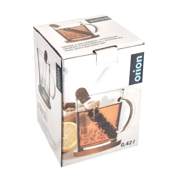 Excellent Houseware Puodelis iš stiklo 420ml su filtru iš stiklo,Flowers