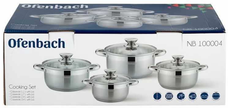 Ofenbach Puodų rinkinys 8d (1,1+1,7+2,4l+3,4l),nerūdijantis plienas