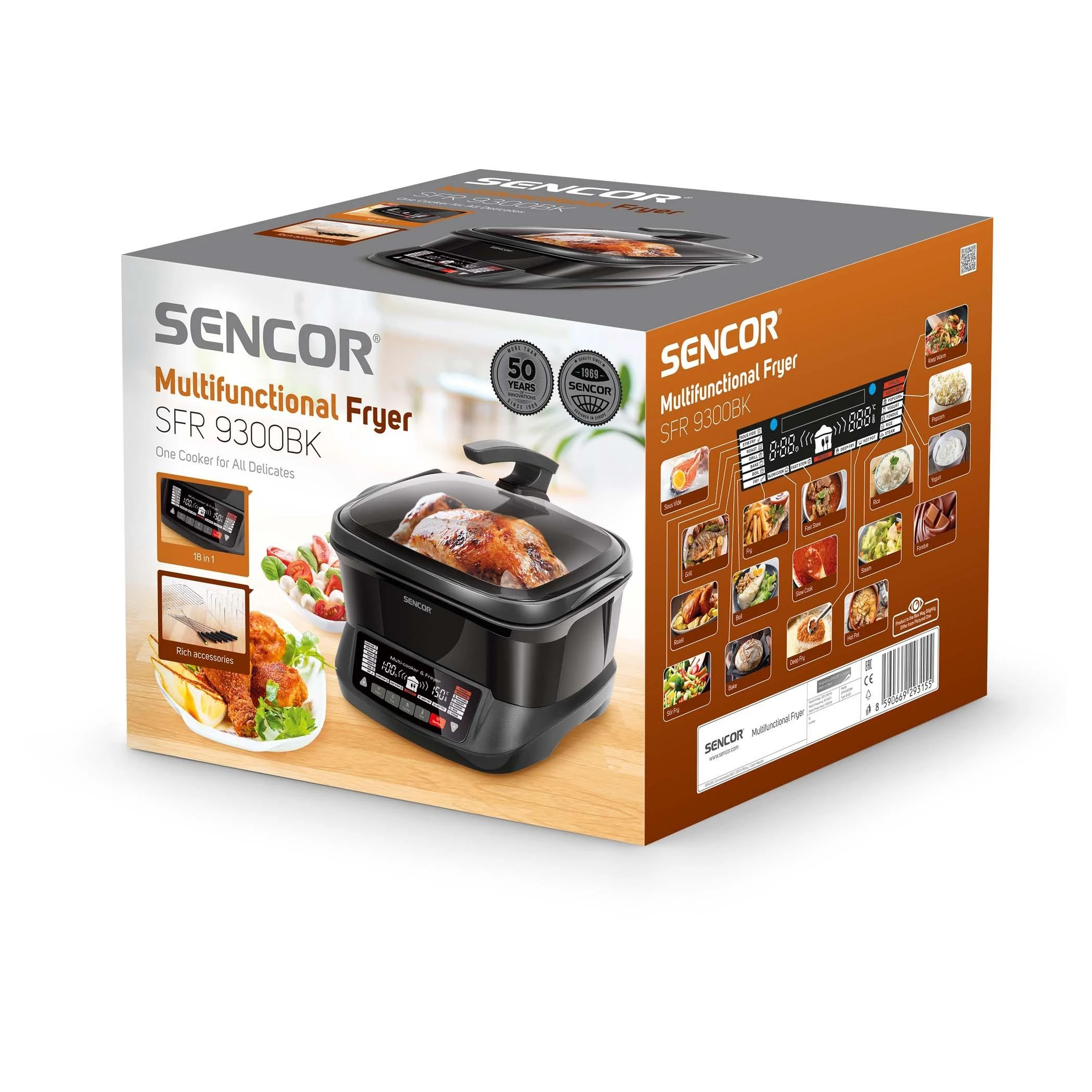Sencor daugiafunkcinis puodas- gruzdintuvė 4,8l,1800W SFR9300BK