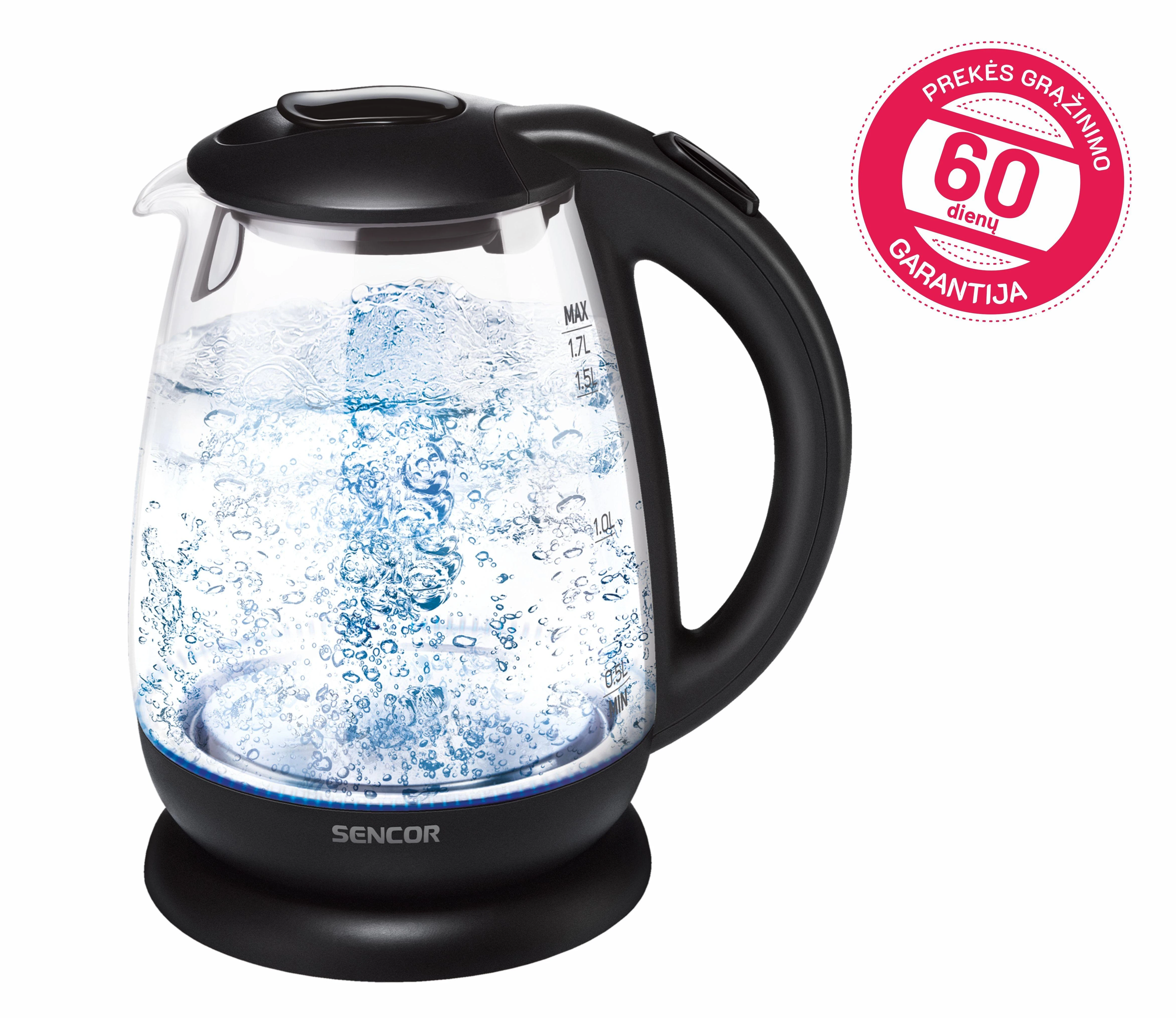 Sencor elektrinis stiklinis virdulys, stiklinis 1.7L 2200W, SWK 1785BK