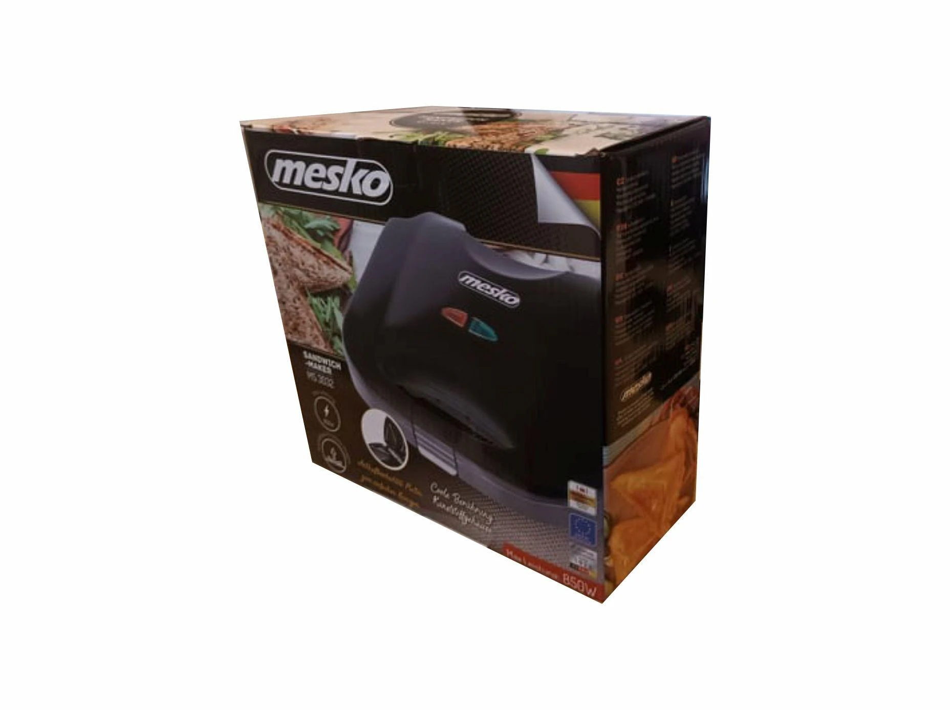 Sumuštinių keptuvas Mesko sumuštinių keptuvė MS 3032 Juodas, 750 W, lėkščių skaičius 1, sumuštinių skaičius 2 sumuštiniai / 4 trikampiai sumuštiniai