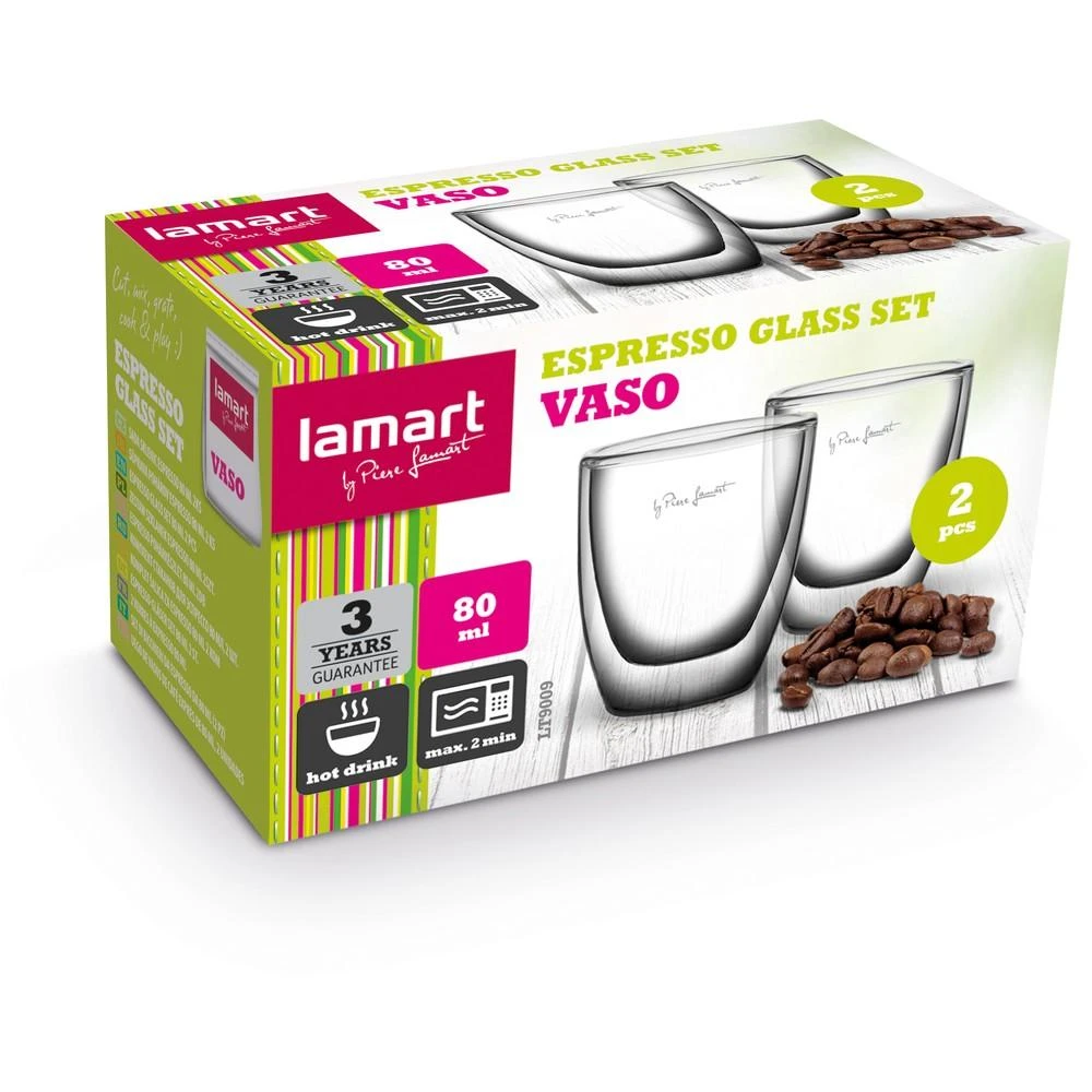 Lamart Stikliniai puodeliai su dvigubomis sienelėmis 2vnt,80ml,LT9009