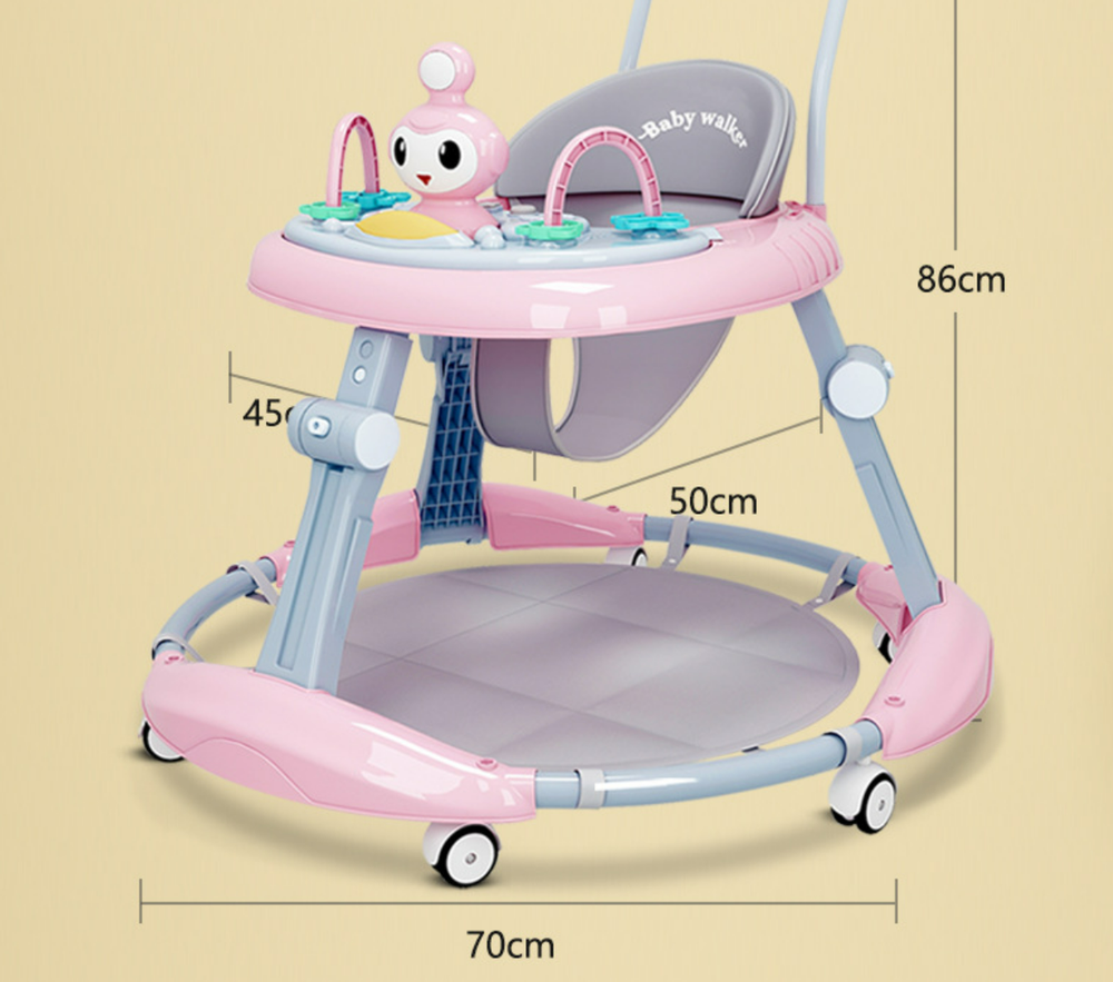 6in1 Ergonominė Vaikštynė kūdikiui su muzikiniu pultu, reguliuojamu aukščiu ir 360° tyliais ratukais Tavalax