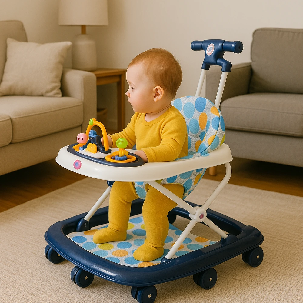 Reguliuojamo aukščio 4‑in‑1 kūdikių vaikštynė Tavalax SmartStep