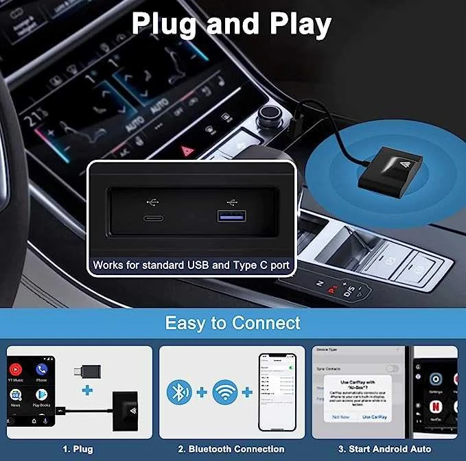Tavalax Android Auto bevielis adapteris automobiliui