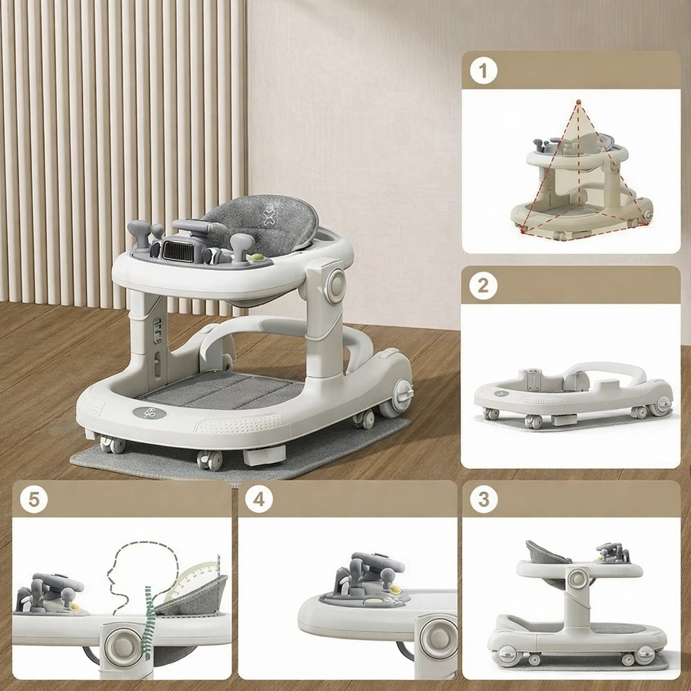 Tavalax Išmanioji vaikštynė kūdikiams su AI ergonomika ir kilimėliu