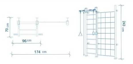 Medinė švediška gimnastikos sienelė SANRO CLIMBER natūrali, 243x174cm