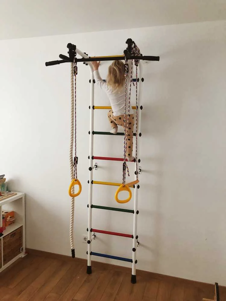 Sanro Sporto kompleksas (gimnastikos sienelė) HAPPY KID žydra-vaivorykštė, 230x52,5cm