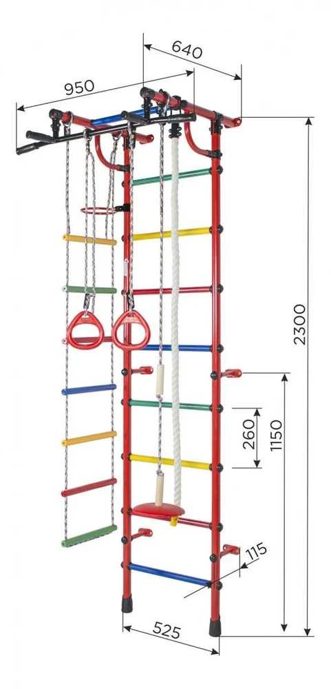 Sanro Sporto kompleksas (gimnastikos sienelė) RAINBOW balta-juoda, 230x52,5cm