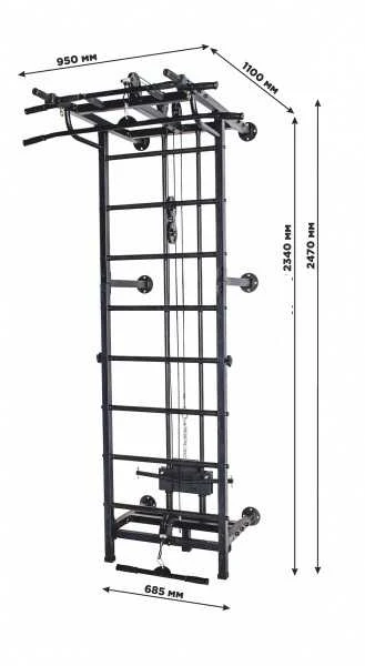 Sanro Sporto kompleksas-jėgos treniruoklis KRAFT SystemLight 3in1 FLEXTER juodas, 247x68,5cm