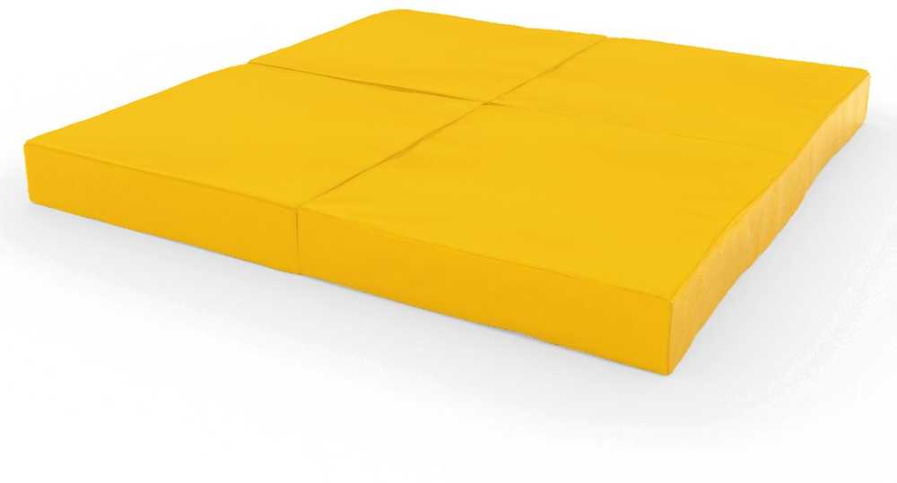 Sulankstomas gimnastikos čiužinys SANRO 100x100x10 cm geltonas (4 dalių)