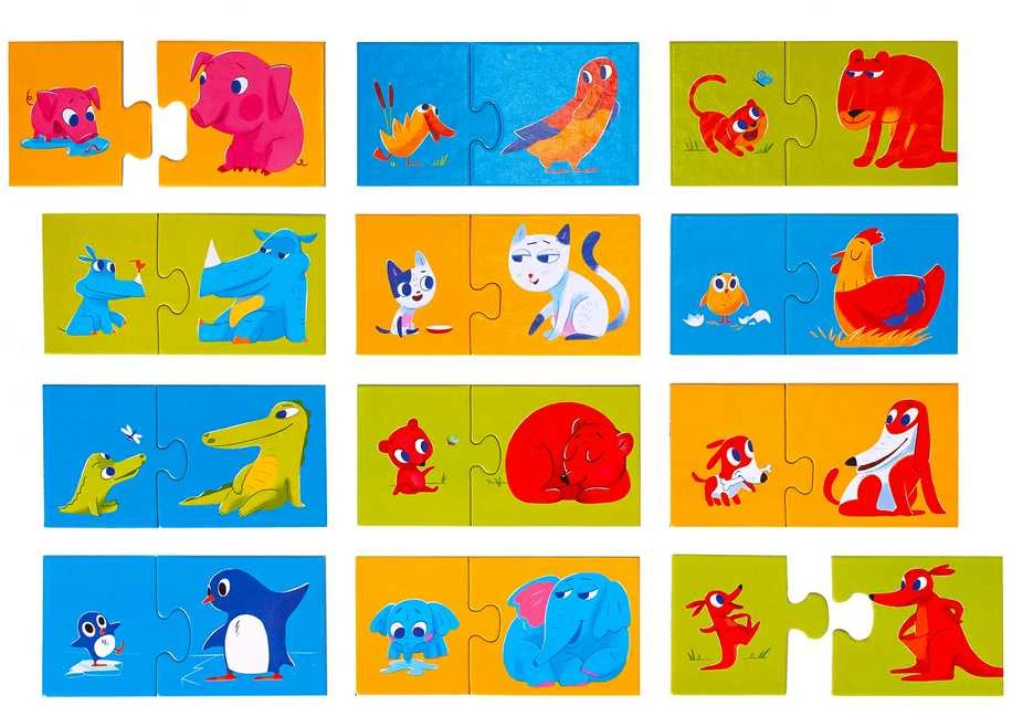 Sanifinas Baby Puzzle dėlionė mažiausiems Mama ir jos mažylis 24 detalės