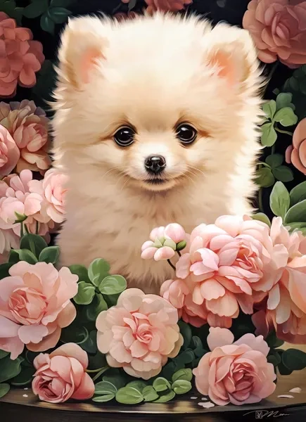 Castorland dėlionė Pomeranian Puppy in Roses 300 det.