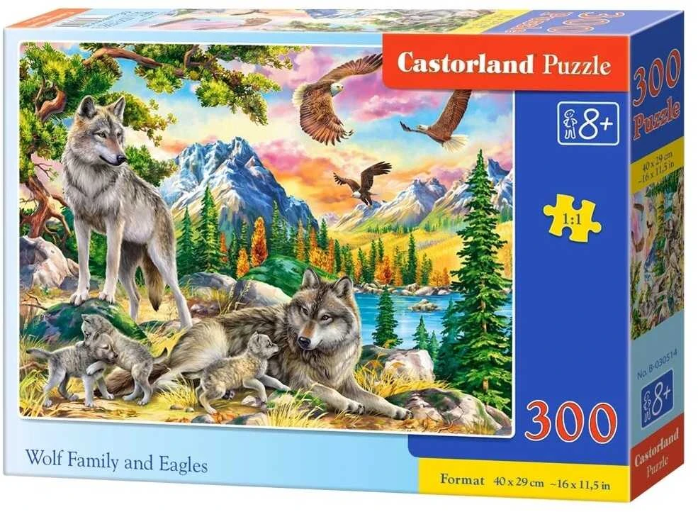 Castorland Dėlionė 300 vnt. - Vilkų šeima ir ereliai