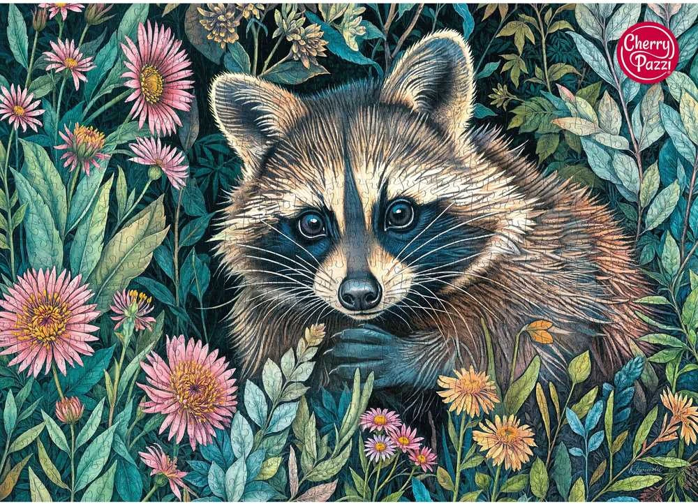 Cherry Pazzi CherryPazzi dėlionė Raccon in Flowers 1000 det