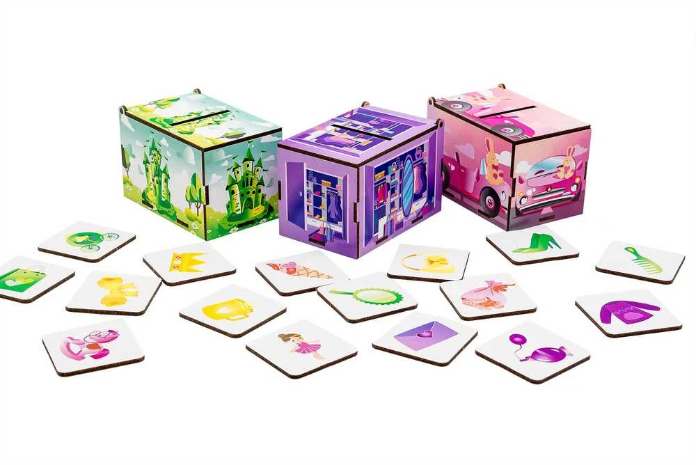 Dėlionė Sanifinas PuzzleOK rūšiuokliai Montessori Princesės