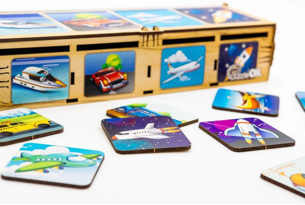 Dėlionė Sanifinas PuzzleOK rūšiuokliai Montessori Transportas