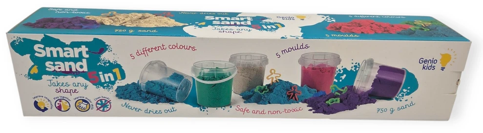 Genio kids išmanusis smėlis rinkinys 5 spalvos, 750 g