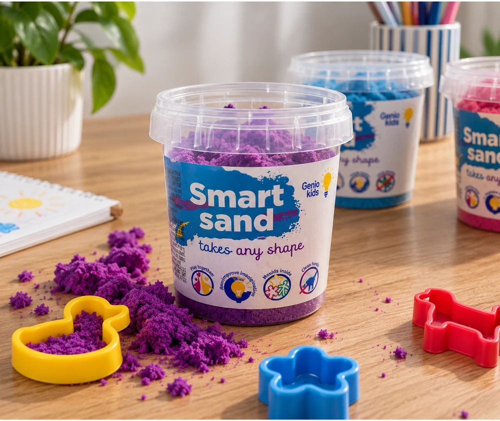 Genio kids išmanusis smėlis rinkinys 5 spalvos, 750 g