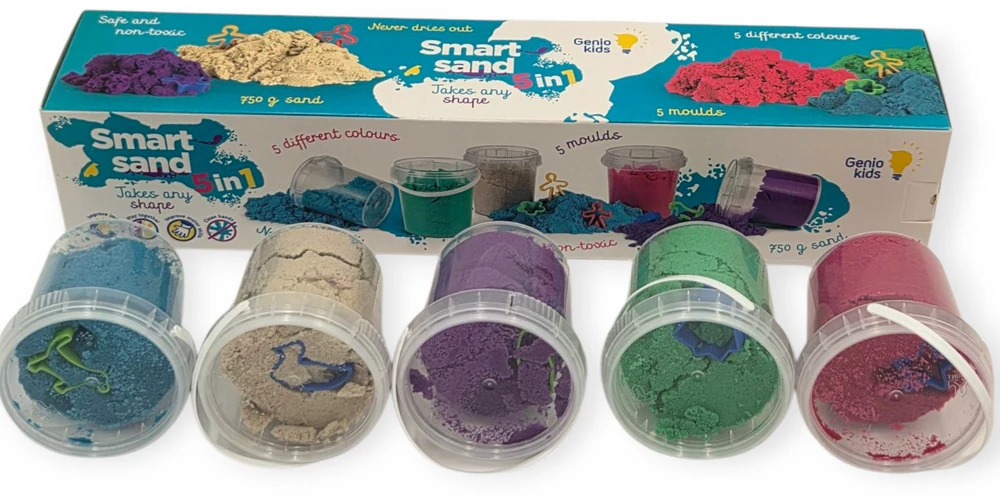Genio kids išmanusis smėlis rinkinys 5 spalvos, 750 g