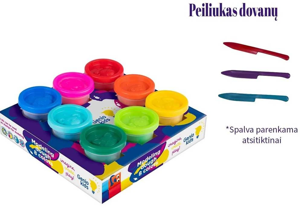 GENIO KIDS Natūralus plastilinas - modelinas, 8 spalvos