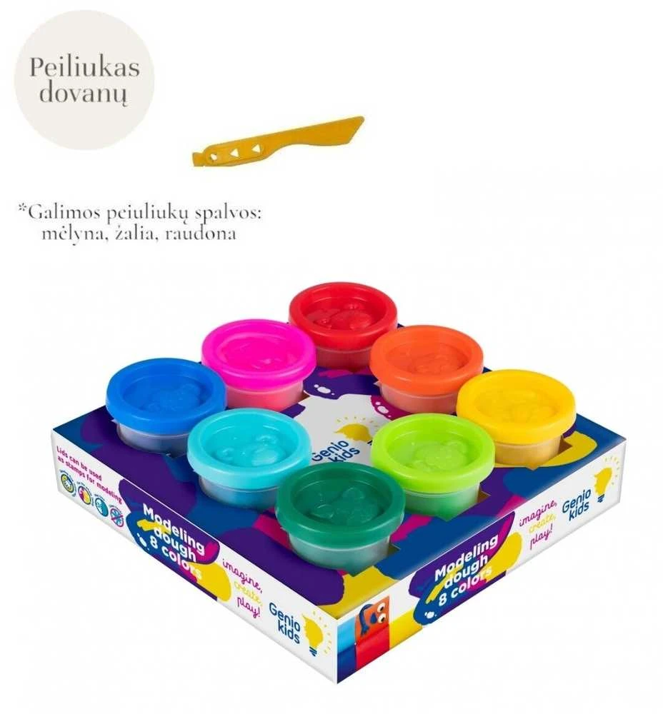 GENIO KIDS Natūralus plastilinas - modelinas, 8 spalvos