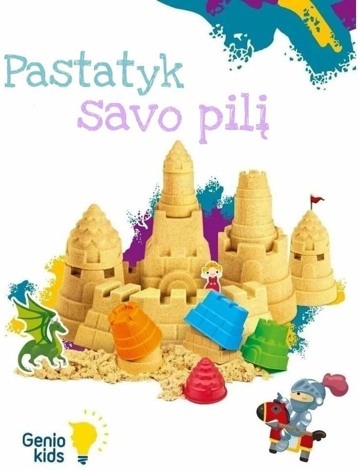 Genio kids rinkinys išmanusis smėlis Pasakų pilis su formelėmis, 1kg